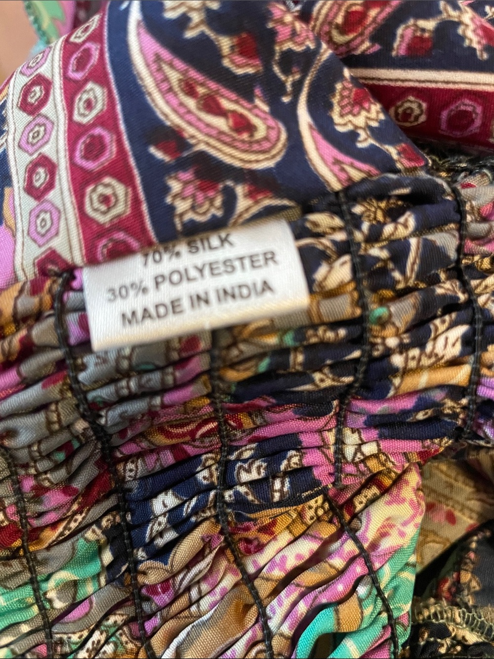 Paisley Print Silk trousers in Teal, Purple & Pink - Picture 7 of 7